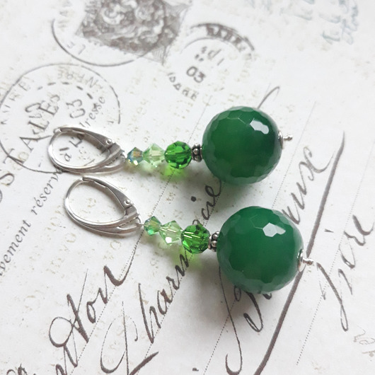 Zielony agat w srebrze Ikati Jewellery