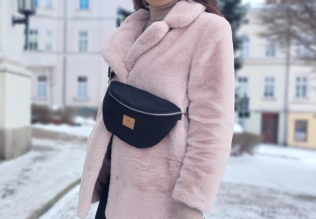 saszetka nerka Zamszowa wodoodporna torebko nerka Czarna