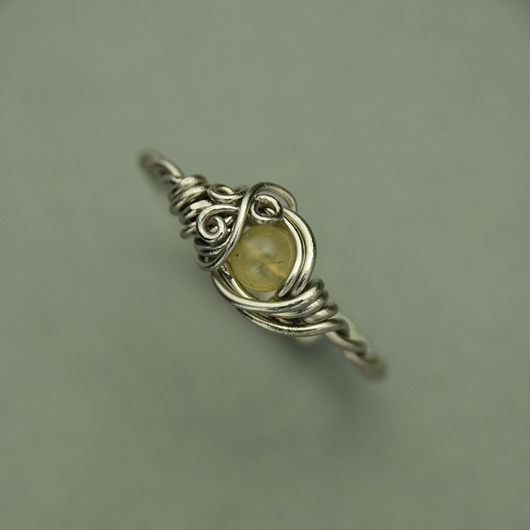 pierścionki - różne Pierścionek regulowany żółty opal wire wrapping