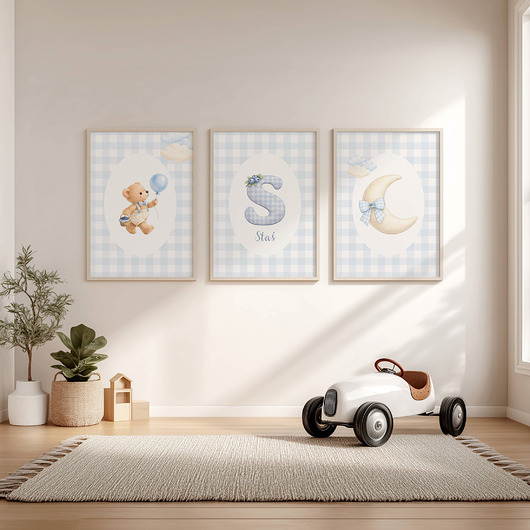 obrazy i plakaty do pokoju dziecięcego Zestaw 3 plakatów dla chłopca - BŁĘKIT