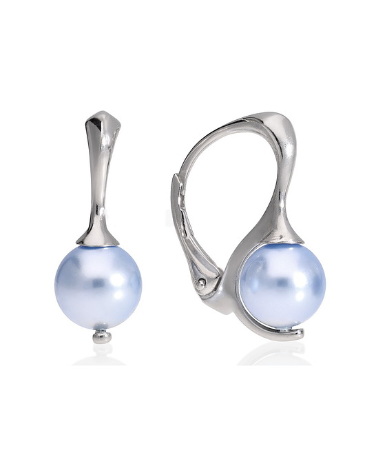 Kolczyki angielskie z niebieską perłą Swarovski KOM Biżuteria