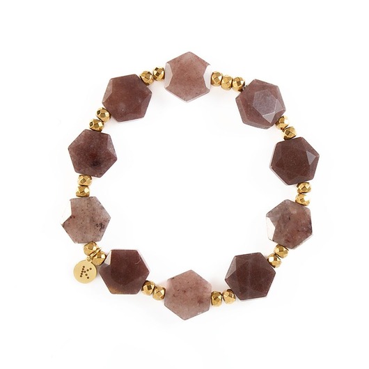 bransoletki z kamieni naturalnych Bransoletka z brązowego Awenturynu - Wersja Pozłacana