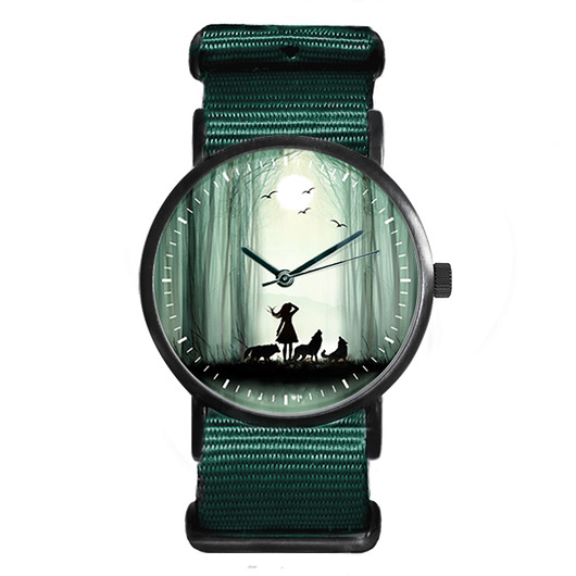 zegarki damskie Star Girl Wild - 3 wilki - zegarek black + opakowanie