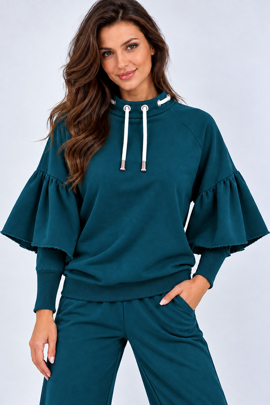 bluza bez kaptura damska Bluza OTULONA petrol