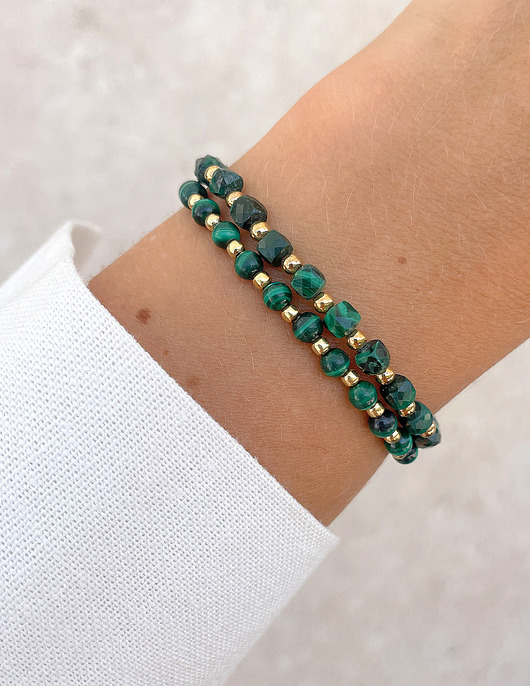 bransoletki z kamieni naturalnych Bransoletki na gumce - malachit z hematytem