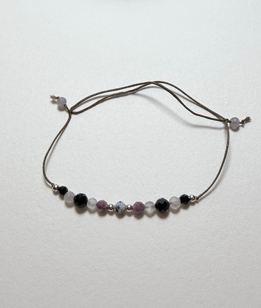 bransoletki na sznurku Bransoletka regulowana turmalin + onyks, srebro