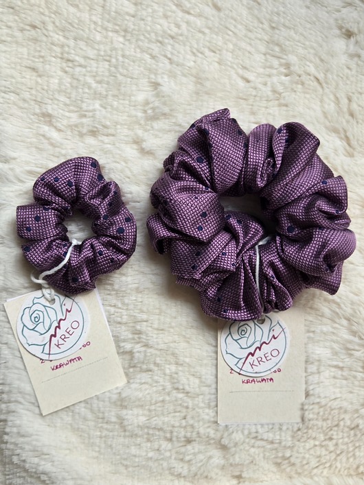 gumki do włosów Scrunchie fiolet mama i córka