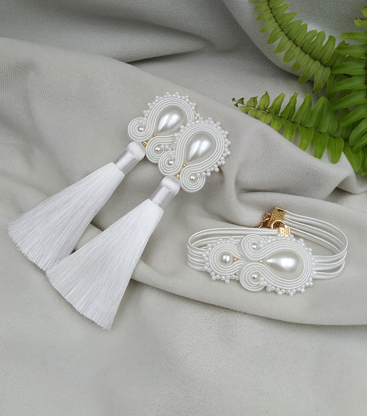 Biżuteria ślubna Komplet biżuterii boho na ślub, perłowa biżuteria