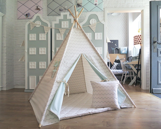 miękka kołderka dwustronna - BEŻ I ZYGZAK TeePee