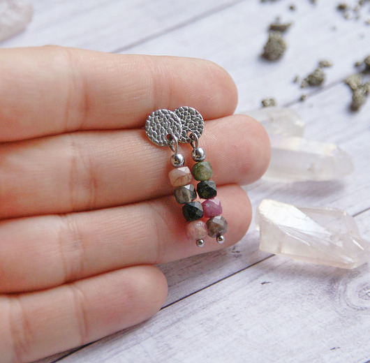 kolczyki z kamieniami Kolczyki TURMALIN - drobne