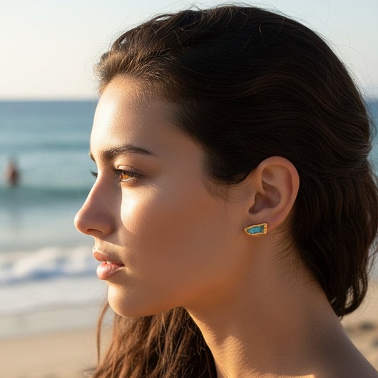 kolczyki pozłacane Kolczyki Sztyfty Howlit Turkusowy