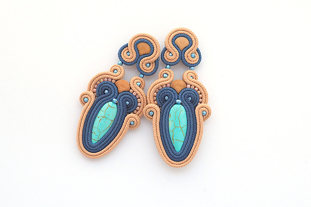 kolczyki soutache Turkusowa jesień  2