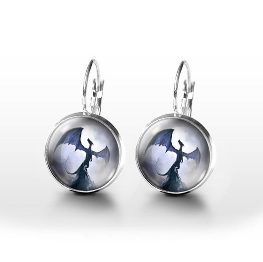 kolczyki szklane Kolczyki - Smok cienia