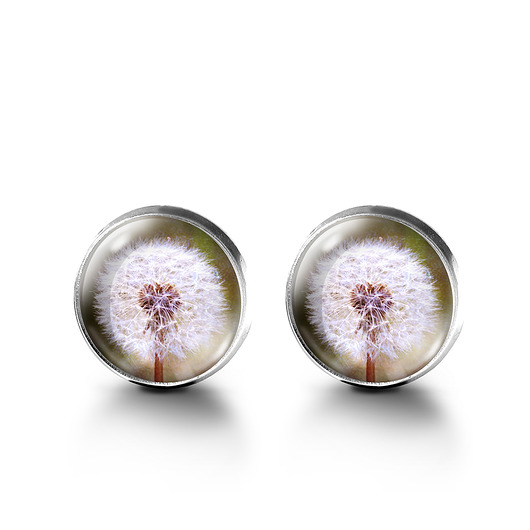 kolczyki szklane Kolczyki sztyfty - Dmuchawiec