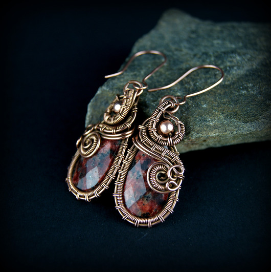 kolczyki wire wrapping Kolczyki z jaspisem