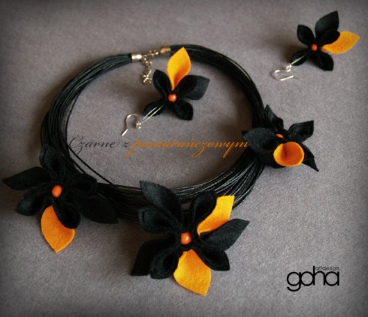 Czarne z Pomarańczowym-zamówienie FlowerFelt Design