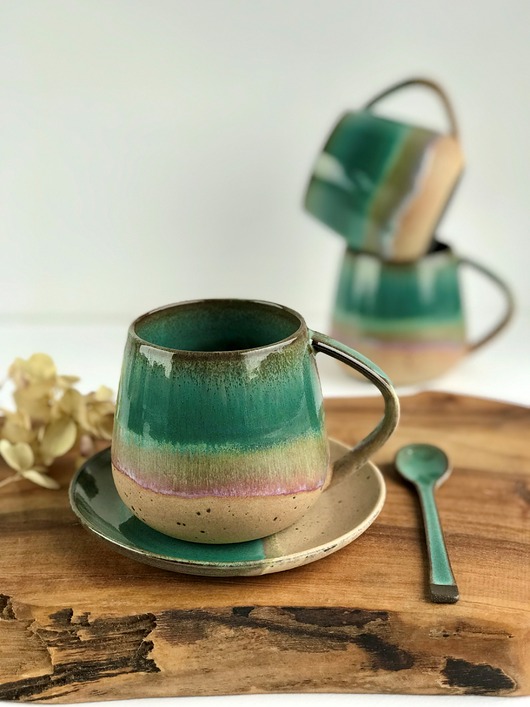 filiżanki Kubek /  Filiżanka Beczułka ze spodkiem 320 ml - Rajska Plaża