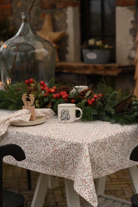 obrusy i serwetki Świąteczny obrus z motywem jarzębiny