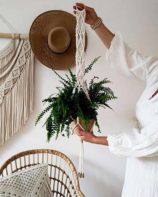 kwietniki Kwietnik makrama  Boho ecru