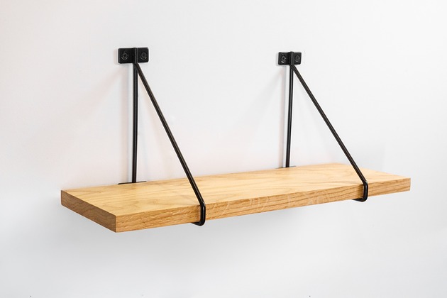 półki Loftowa półka dębowa z czarnymi podpórkami 50x14 cm