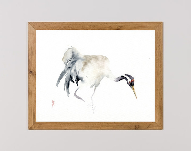 obrazy Oryginalna akwarela. Żuraw