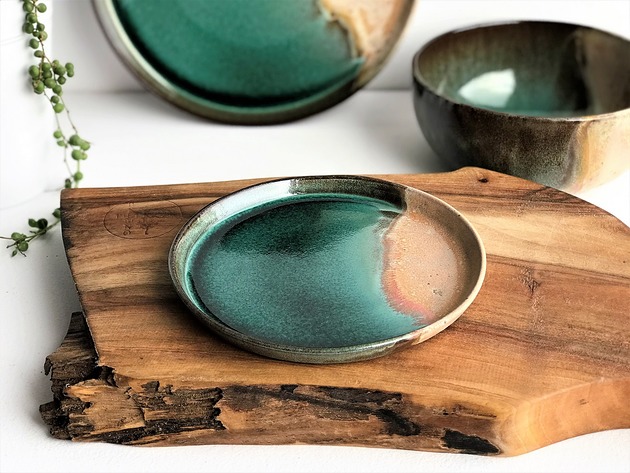 Talerz ceramiczny deserowy Talerz ręcznie robiony Ceramika Tyka