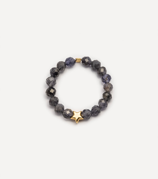 pierścionki elastyczne Pierścionek pozłacany z iolitem Midnight Sky