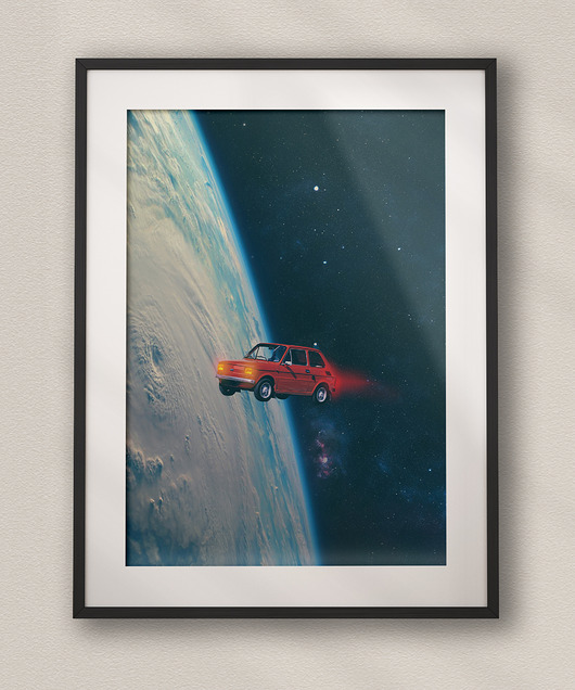 plakaty Plakat Maluch w kosmosie - Kolaż Fine Art - Dekoracja Ścienna Do Salonu