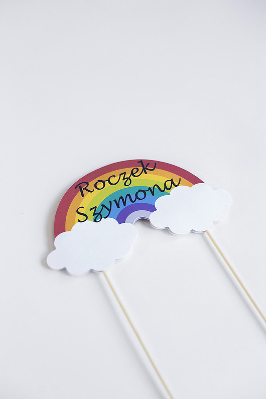 akcesoria dziecięce - różne Topper na tort urodziny TĘCZA