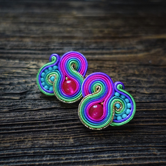 kolczyki soutache Oriana- kolorowe kolczyki soutache
