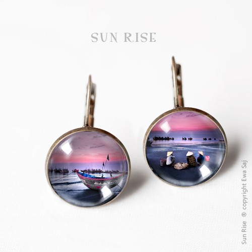 kolczyki szklane Wschód Słońca, romantyczne kolczyki