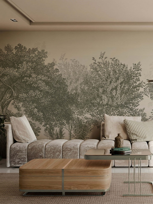 tapety i naklejki ścienne Tapeta Mural Drzewa vintage green