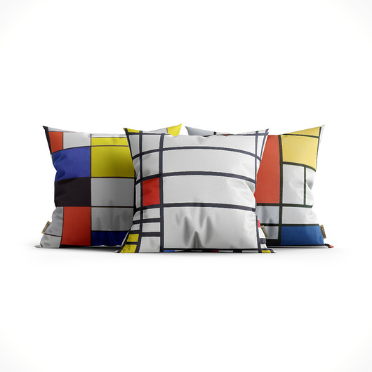 poduszki z grafiką Zestaw trzech poduszek - Piet Mondrian