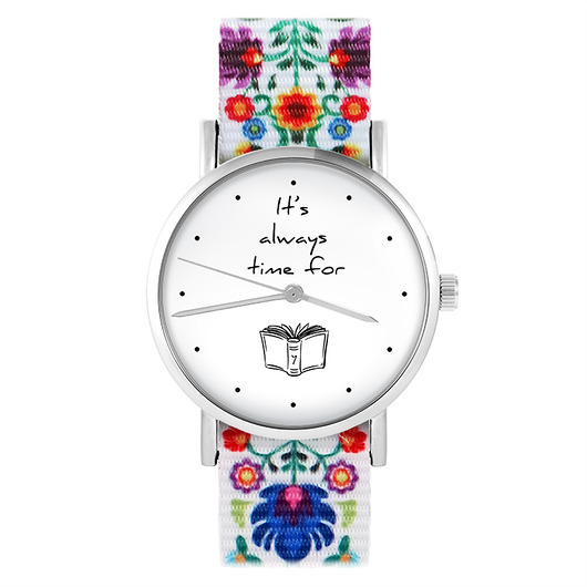 zegarki damskie Zegarek - Book time - folk biały, nato