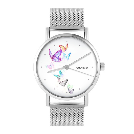zegarki damskie Zegarek - Motyle - bransoleta mesh