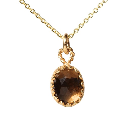 złote naszyjniki Minimalistyczny złoty naszyjnik z kwarcem dymnym w stylu Vintage