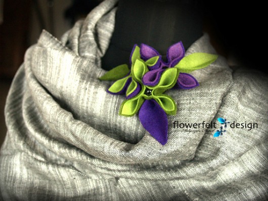 Zielenie i Fiolety-Biżuteria Autorska FlowerFelt Design