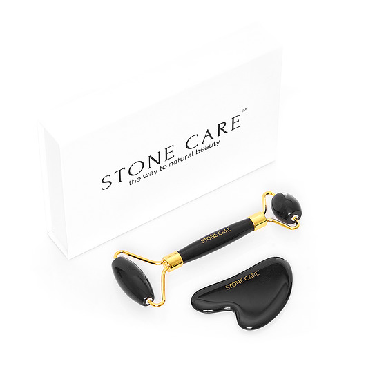Masażer z obsydianu + kamień guasha STONE CARE Silk & Stone Care