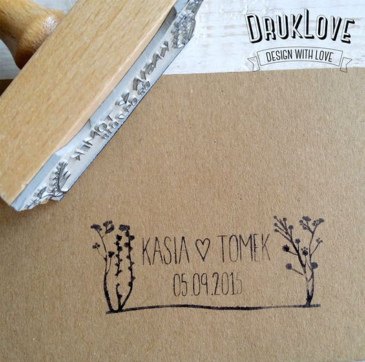 Stempel ślubny polne kwiaty 25x60mm Ex Libris DrukLove