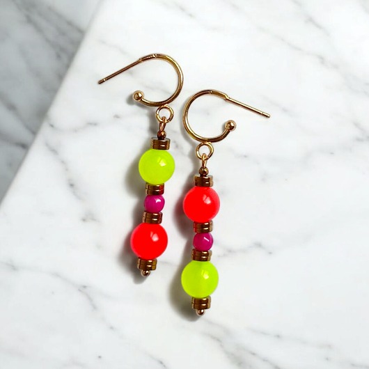 kolczyki z kamieniami Kolczyki : FLUO summer collection ::  asymetryczne