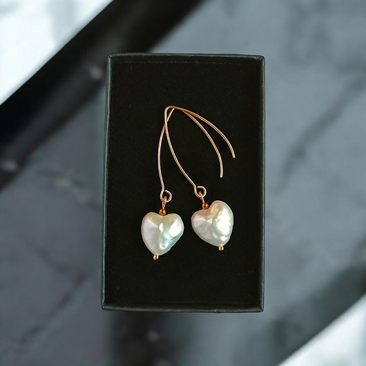 kolczyki z kamieniami Serce - perła : kolczyki : wyjątkowy prezent PREMIUM