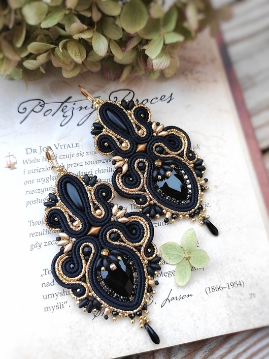 kolczyki soutache Kolczyki sutasz Black Royal
