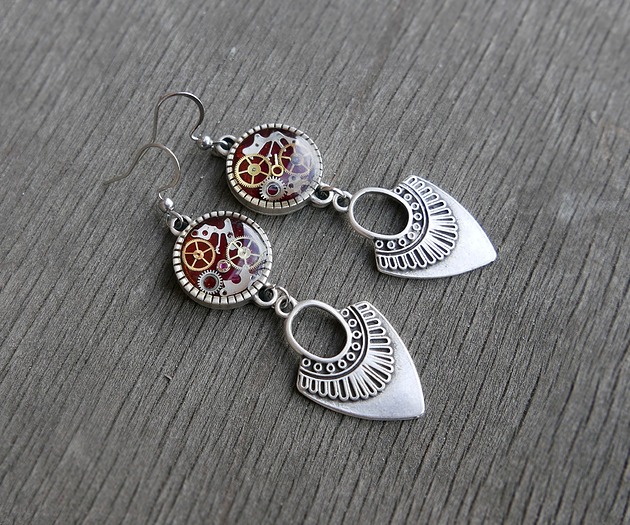kolczyki z żywicy Kolczyki steampunk ornament #7