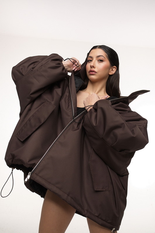 kurtki damskie Kurtka typu bomber oversize praline