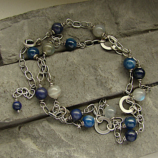 korale Kyanit, lapis, labradoryt - naszyjnik