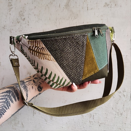 saszetka nerka Nerka XXL zerowaste unikat leśny