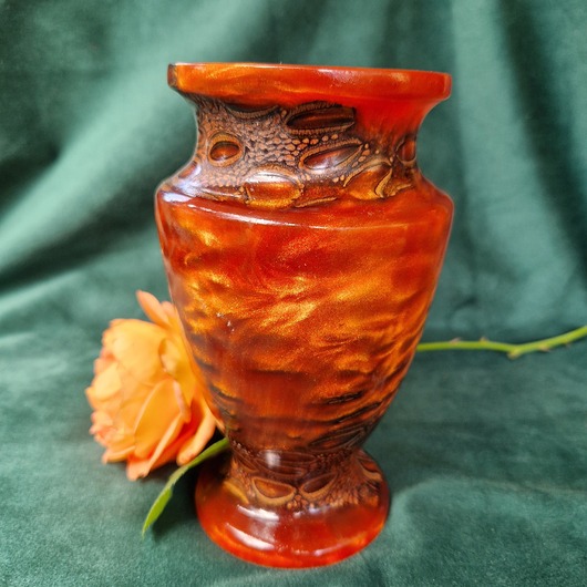 wazony Pomarańczowy wazon z żywicy i nasiennika Banksia