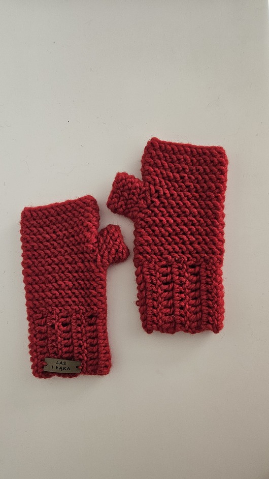 rękawiczki damskie Czerwone Mitenki jesienno/zimowe