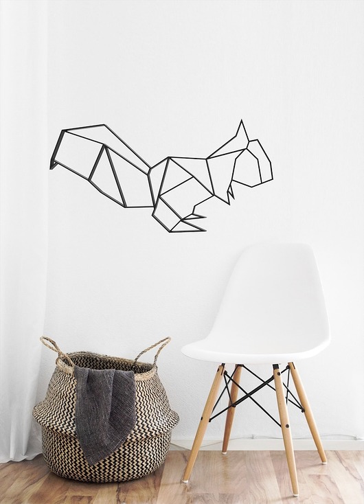 Ozdoby na ścianę Wiewiórka Geometryczna - 3d dekoracja na ścianę - pokój dziecięcy