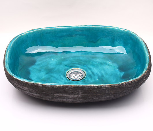 umywalki Umywalka owalny turkus z przetarciem